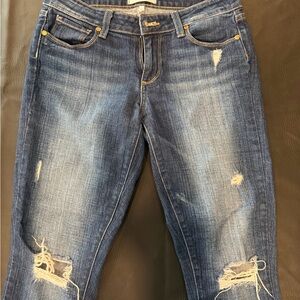 PAIGE Medium Blue Distressed Skinny Jeans